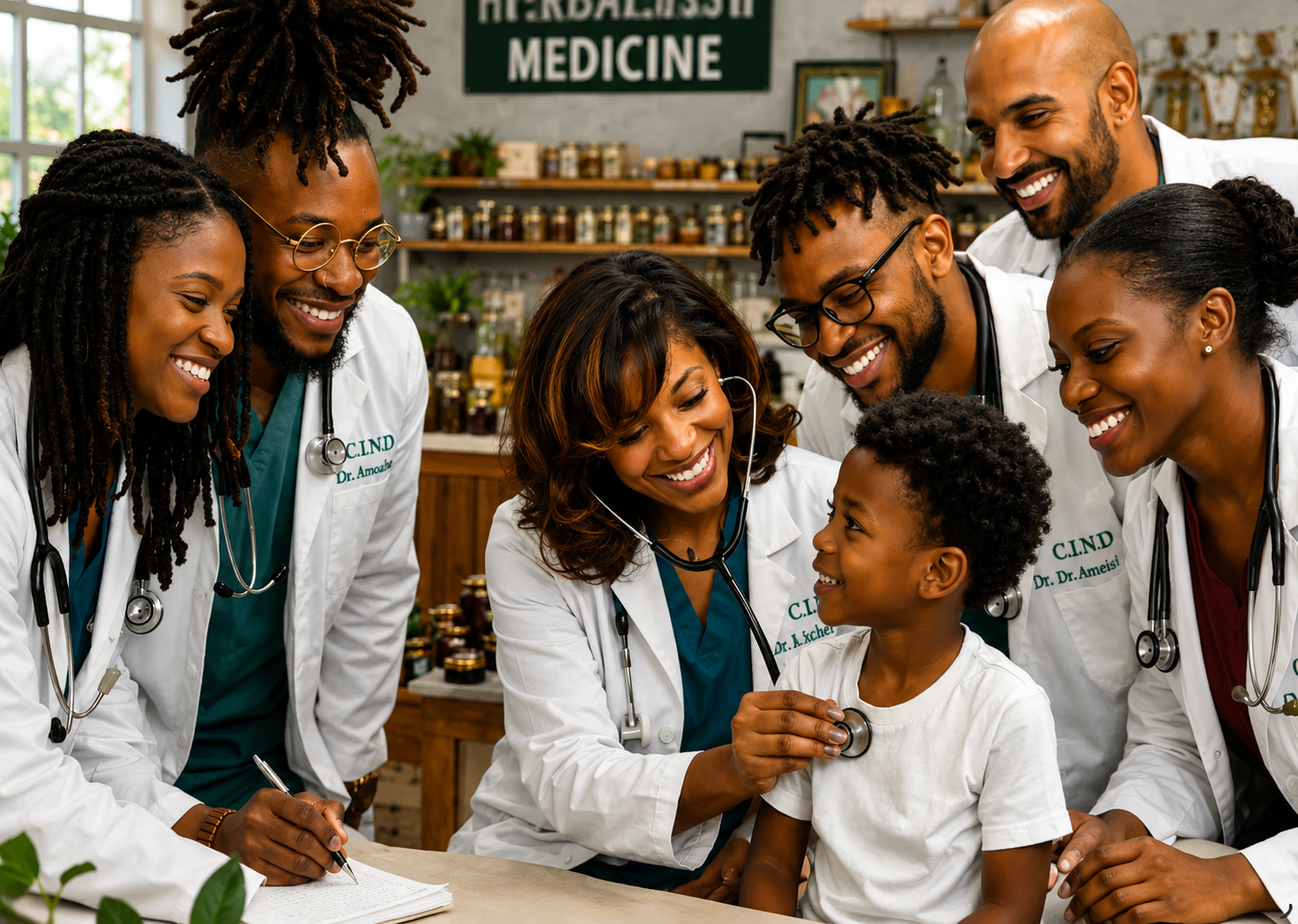 Blaque Sol holistic wellness clinic with caring practitioners and child