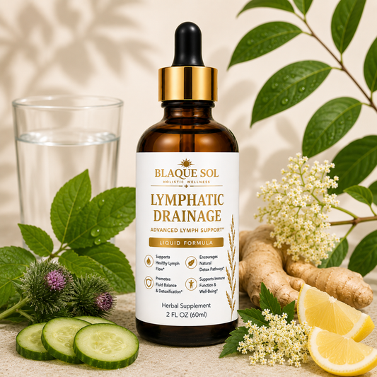 Blaque Sol Lymphatic Drainage product image with white decorative background